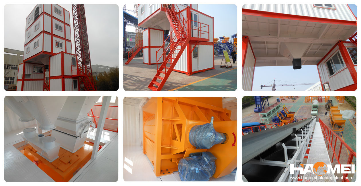 containerized high efficient concrete batching plant